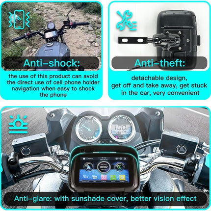 Portable CarPlay Screen for Motorcycle, Waterproof Motorcycle Navigation – image 9