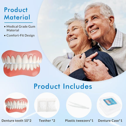 Vepine Moldable Silicone Dentures | Custom Fit False Teeth Set for Daily Use and Special Occasions