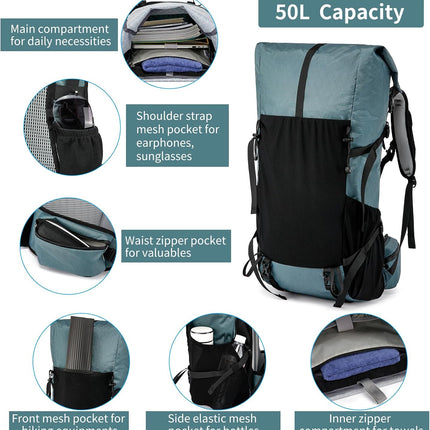 Adventure Gear | 50L Hiking Backpack with Internal Frame & Lightweight Design | Durable Travel Bag for Mountain Climbing and Camping
