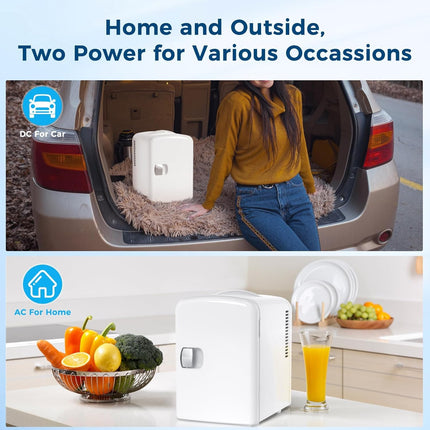 Compact Mini Fridge | Small Fridge 4L Portable Cooler with Adjustable Shelves | Ideal for Medication, Skincare, Beverages & Snacks in Bedroom, Car, or Office