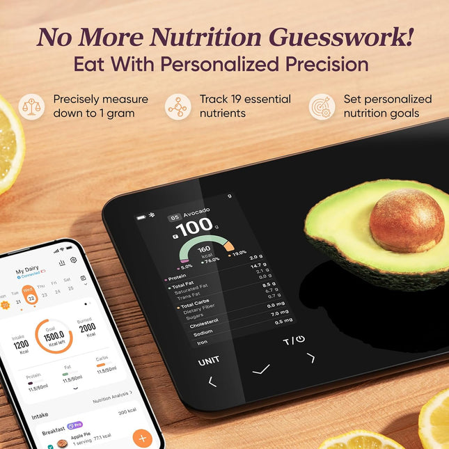 Smart Kitchen Scale | Digital Food Scale with Nutritional Calculator | Accurate Weight Measurement for Healthy Meal Prep