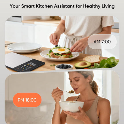 Smart Nutrition Scale | Digital Food Scale with TFT Display & App Integration | Track Calories, Fat, Carbs & Protein for Healthy Meal Prep