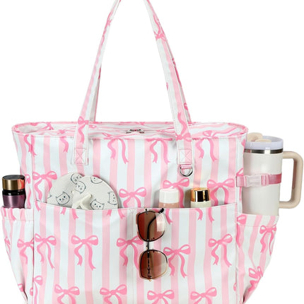 Vepine | Extra Large Waterproof Beach Tote Bag with Wet Compartment | Stylish Carry-On for Weekend Travel