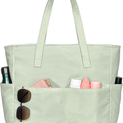 Vepine Large Waterproof Beach Tote Bag with Zipper | Sandproof Design for Travel & Vacation Essentials