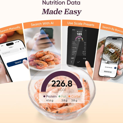 Smart Kitchen Scale | Digital Food Scale with Nutritional Calculator | Accurate Weight Measurement for Healthy Meal Prep