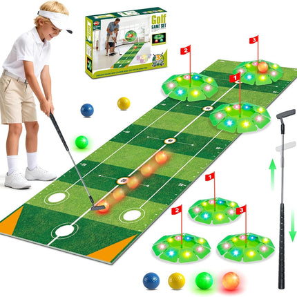 Kids Golf Toy Set with Light-Up Features & 6.5ft Mat | Fun Indoor-Outdoor Game for Ages 3-8