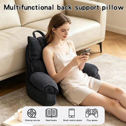 Cozy Reading Pillow with High Arm Rests & Supportive Memory Foam | Perfect Back Support for Relaxing, Reading & Gaming in Bed