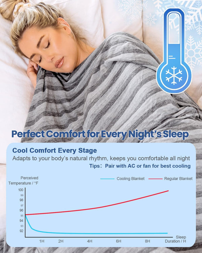 Cool Comfort | Direct Cooling Throw Blanket for Hot Sleepers with Double-Sided Cold Effect | Lightweight & Breathable Summer Blanket for Night Sweats