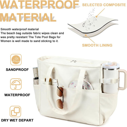 Coastal Escape | Extra Large Waterproof Beach Tote Bag with Wet Compartment | Stylish Carry-On for Weekend Getaways