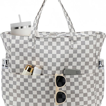 Coastal Collection | Large Waterproof Beach Tote Bag with Zipper & Wet Pocket | Versatile for Travel, Gym, and Grocery