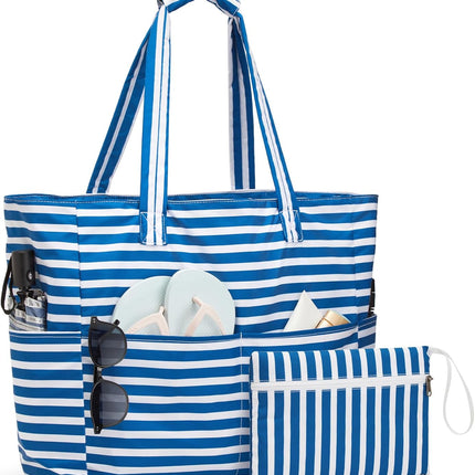 Ultimate Beach Tote Bag | Waterproof & Sandproof Large Bag with Zipper | Foldable Design for Easy Travel and Storage