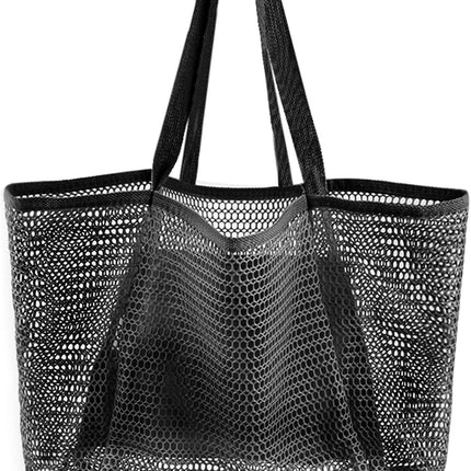 Summer Vibes | Mesh Beach Tote Bag with Large Inner Pocket | Sandproof Design for Effortless Travel