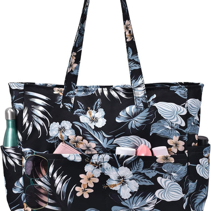 Vepine Large Waterproof Beach Tote Bag with Zipper | Sandproof Design for Travel & Vacation Essentials