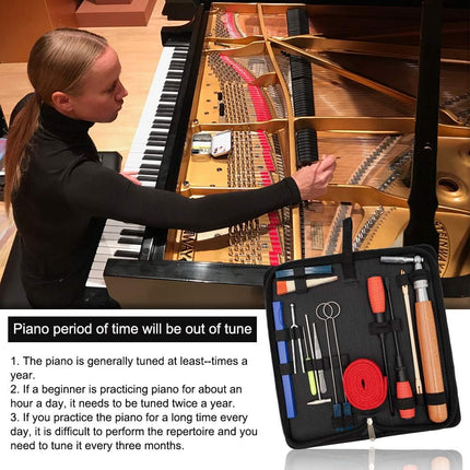 Piano Tuning Kit 16 Piece with Storage Case, Piano Tuning Hammer with Mutes and Tuning Fork for Upright and Grand – image 2