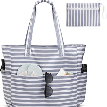 Ultimate Beach Tote Bag | Waterproof & Sandproof Large Bag with Zipper | Foldable Design for Easy Travel and Storage
