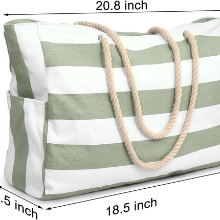 Coastal Collection | Large Waterproof Beach Tote Bag with Zipper Closure | Sandproof Design for Effortless Summer Adventures