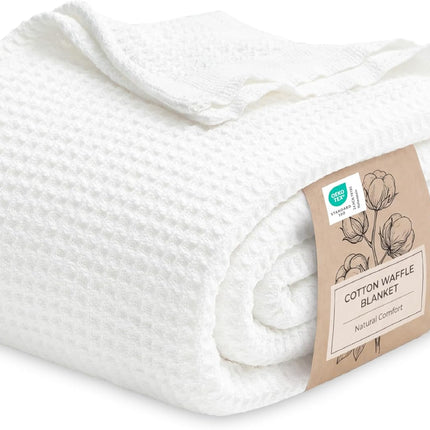 Cozy Haven | 100% Cotton Queen Blanket with Cooling Waffle Weave | Soft & Breathable for Summer Comfort