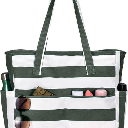 Vepine Large Waterproof Beach Tote Bag with Zipper | Sandproof Design for Travel & Vacation Essentials