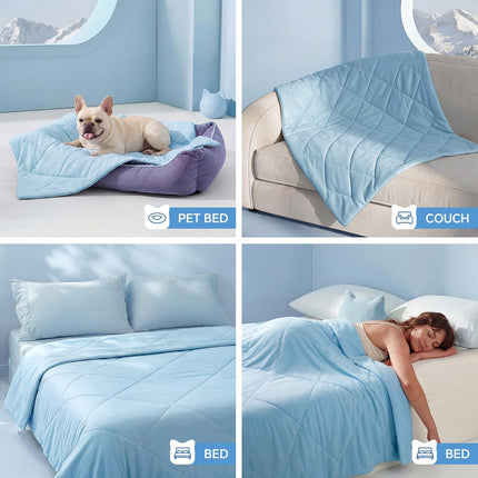 Cool Comfort | Premium Cooling Dog Blanket for Small & Medium Dogs with Q-max > 0.4 | Washable Calming Mat for Couches & Beds