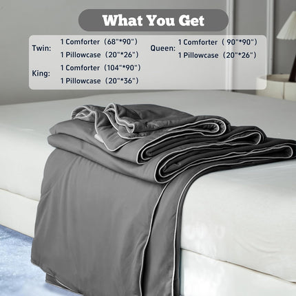 Cooling Comforter Set | Lightweight Cooling Blanket with Cooling Pillowcases | Moisture-Wicking Fabric for Hot Sleepers