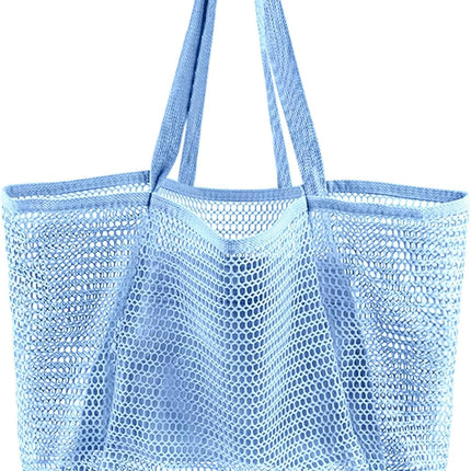 Summer Vibes | Mesh Beach Tote Bag with Large Inner Pocket | Sandproof Design for Effortless Travel