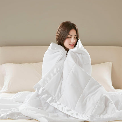 Windom Collection | Down Alternative Blanket with Moisture-Wicking Treatment | Lightweight & Soft Bed Cover for All Seasons, Satin Trim