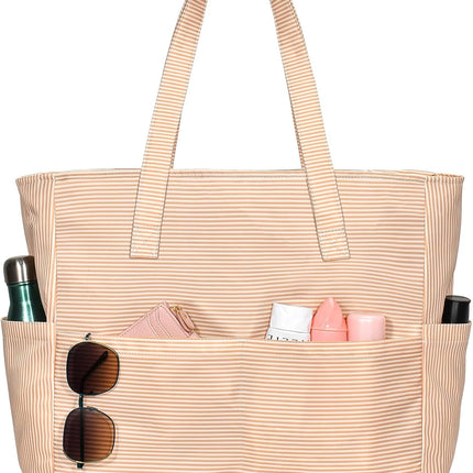 Vepine Large Waterproof Beach Tote Bag with Zipper | Sandproof Design for Travel & Vacation Essentials