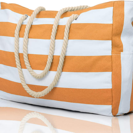 Coastal Collection | Large Waterproof Beach Tote Bag with Zipper Closure | Sandproof Design for Effortless Summer Adventures