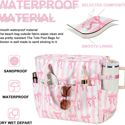 Vepine | Extra Large Waterproof Beach Tote Bag with Wet Compartment | Stylish Carry-On for Weekend Travel