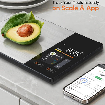 Smart Nutrition Scale | Digital Food Scale with TFT Display & App Integration | Track Calories, Fat, Carbs & Protein for Healthy Meal Prep