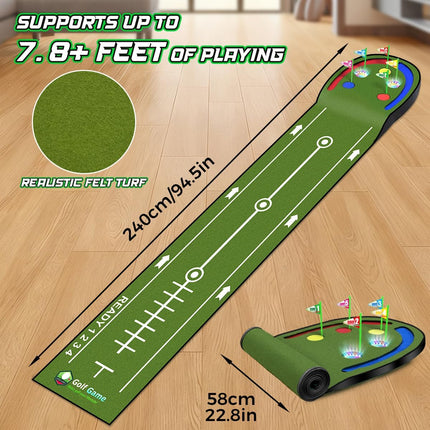 Mini Golf Toy Set | Putting Mat with LED Light-Up Holes & Glowing Balls | Indoor/Outdoor Fun for Kids & Family