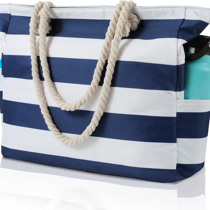 Beach Bliss | Large Waterproof Beach Tote Bag with Zipper | Sandproof Design for Easy Summer Outings