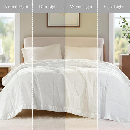 Windom Collection | Down Alternative Blanket with Moisture-Wicking Treatment | Lightweight & Soft Bed Cover for All Seasons, Satin Trim