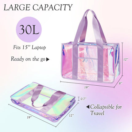 Vepine Beach Tote Bag | Waterproof Sandproof Jelly Beach Bag with Zipper | Stylish & Spacious for Pool and Cruise Essentials