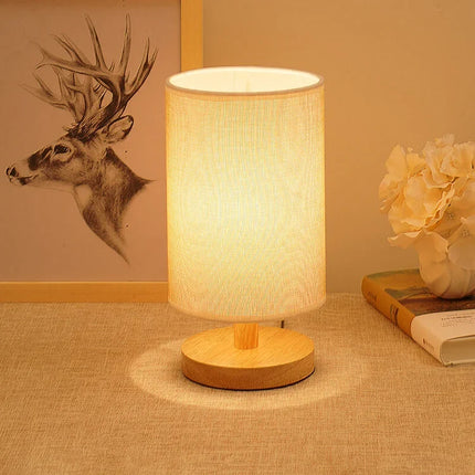 Dimmable Organic Glow Lamp with Remote Control | Natural Wood and Cloth Design for Adjustable Lighting