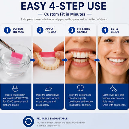 Vepine | Natural-Looking Temporary Denture Teeth with Custom Fit | Easy At-Home Solution for Confident Smiles