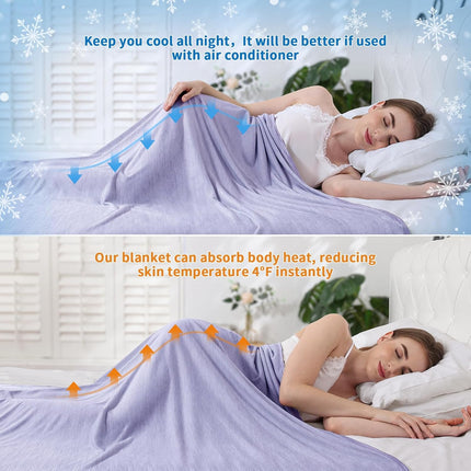 Vepine | Cooling Blanket 60"x80" with Double-Sided Q-Max 0.43 | Lightweight & Breathable for Hot Sleepers