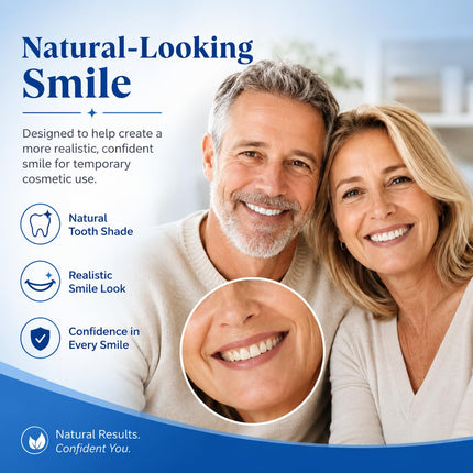 Vepine Custom Smile | Moldable False Teeth Set for Men & Women with Custom Fit | Temporary Easy Denture Kit for Missing & Chipped Teeth