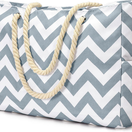 Coastal Collection | Large Waterproof Beach Tote Bag with Zipper Closure | Sandproof Design for Effortless Summer Adventures