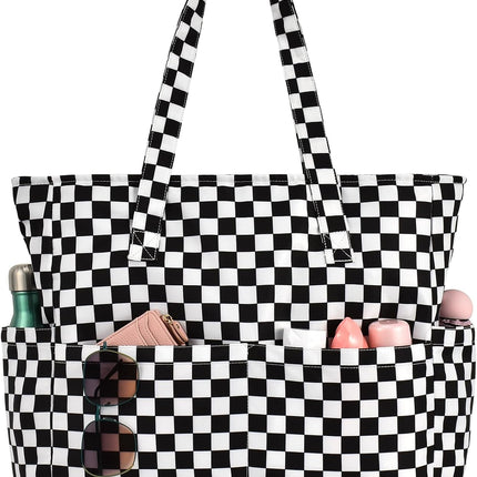 Vepine Large Waterproof Beach Tote Bag with Zipper | Sandproof Design for Travel & Vacation Essentials