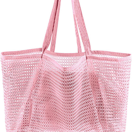 Summer Vibes | Mesh Beach Tote Bag with Large Inner Pocket | Sandproof Design for Effortless Travel