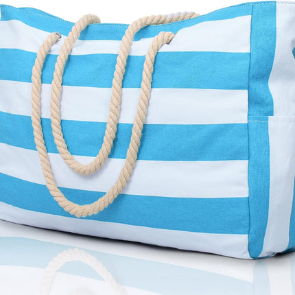 Coastal Collection | Large Waterproof Beach Tote Bag with Zipper Closure | Sandproof Design for Effortless Summer Adventures