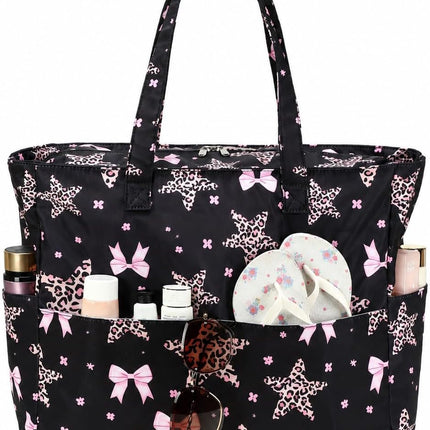Coastal Collection | Large Waterproof Beach Tote Bag with Zipper & Wet Pocket | Versatile for Travel, Gym, and Grocery