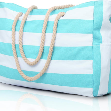 Coastal Collection | Large Waterproof Beach Tote Bag with Zipper Closure | Sandproof Design for Effortless Summer Adventures
