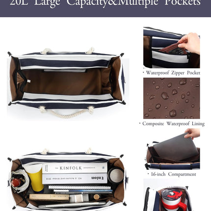 Coastal Escape | Large Waterproof Beach Tote Bag with Sandproof Design | Versatile Crossbody for Travel and Outdoor Fun