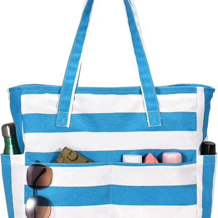 Vepine Large Waterproof Beach Tote Bag with Zipper | Sandproof Design for Travel & Vacation Essentials