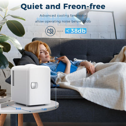 Compact Mini Fridge | Small Fridge 4L Portable Cooler with Adjustable Shelves | Ideal for Medication, Skincare, Beverages & Snacks in Bedroom, Car, or Office