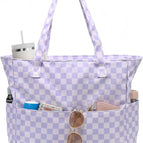 1 Piece - Checkerboard Purple and White