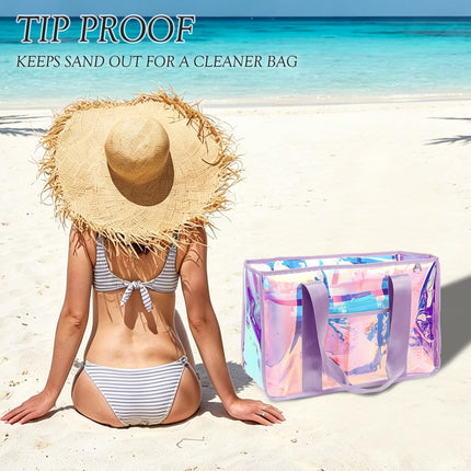 Vepine Beach Tote Bag | Waterproof Sandproof Jelly Beach Bag with Zipper | Stylish & Spacious for Pool and Cruise Essentials