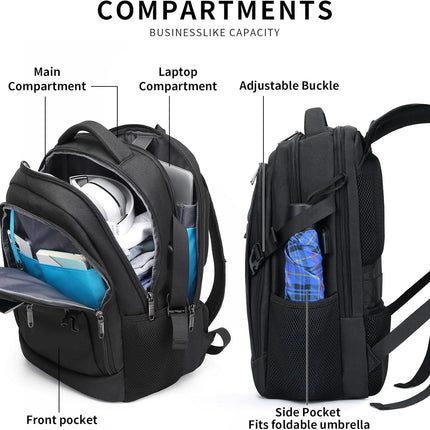 Travel Backpack with USB Port, Water Resistant Laptop Backpack for 17 Inch Laptop, Anti Theft Work Backpack